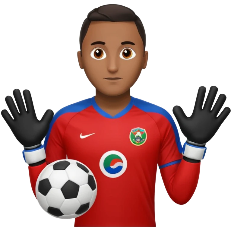Keylor NavasK camisa roja de Costa Rica  y guantes de portero qué el escudo d exista ruca sea la bandera dentro de un circulo blanco  emoji