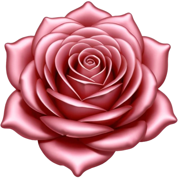 A rose emoji made of liquid silver metal minimalistic iOS emoji style, centered emoji