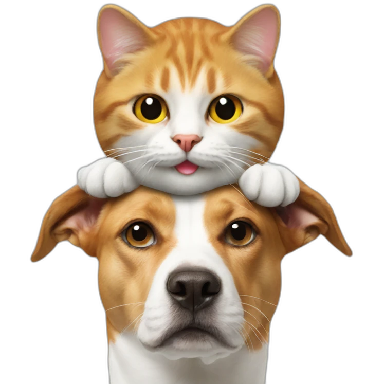 Cat on dog head emoji