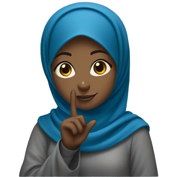 Black Hijabi in blue making a peace sign emoji
