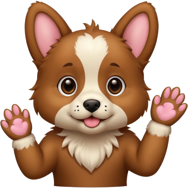 puppy with paws up that tried emoji