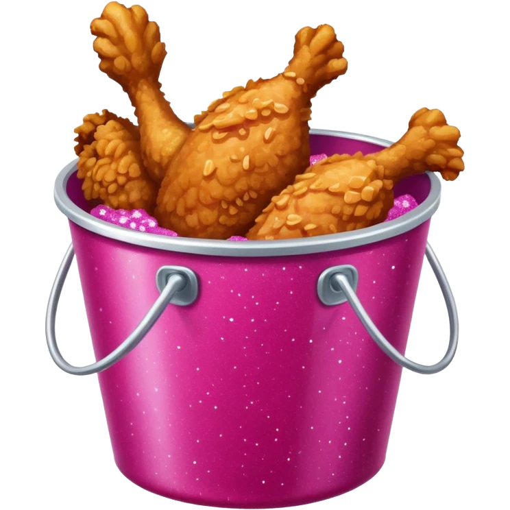 fried chicken in a hot pink glittery bucket emoji