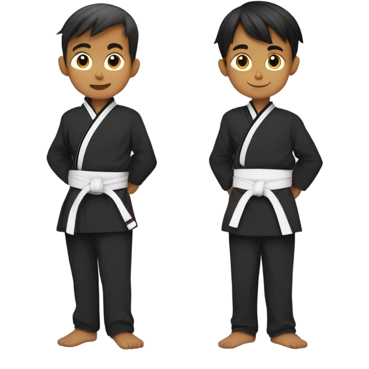 Martial arts boy back hugging another martial arts boy emoji