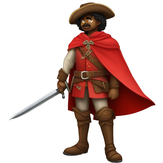 canela musketeer with red shoulder medieval cape and sword emoji