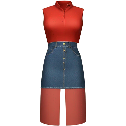 Realistic A-line high waisted red denim skirt, isolated emoji