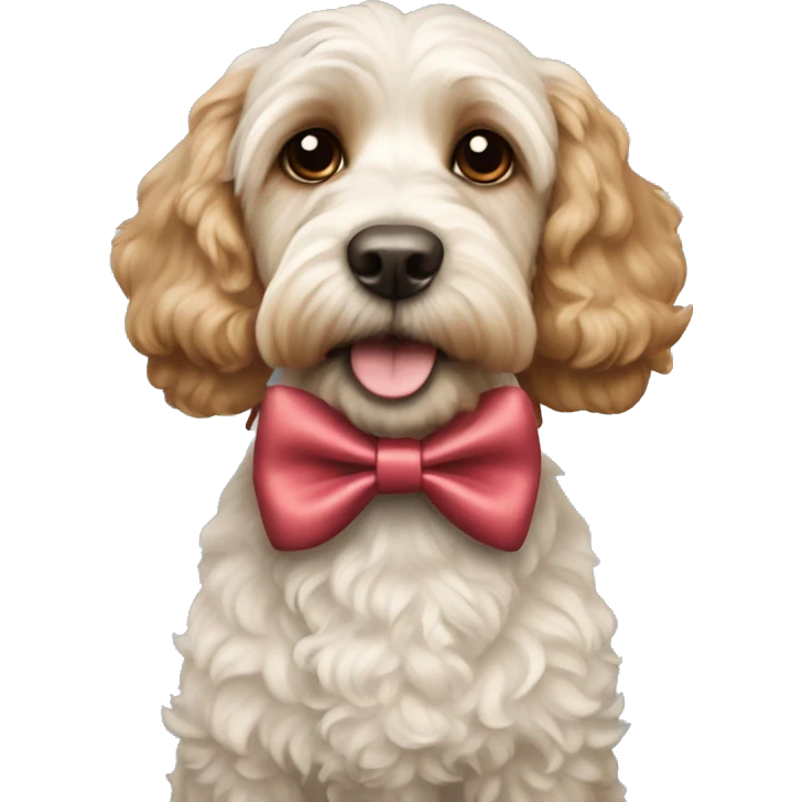cockapoo dog with a bow tie emoji