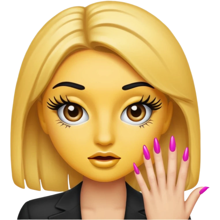 Girlboss emoji with exaggerated lashes and nails emoji