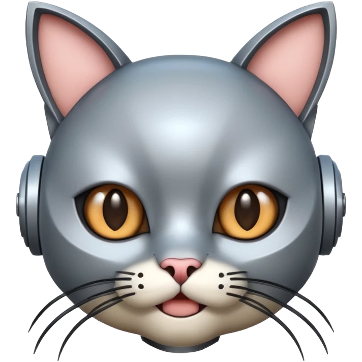 robot looking surprised with cat ears and looks funny emoji