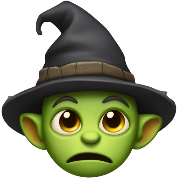 Shy Goblin wearing hat with hidden eyes under the hat emoji