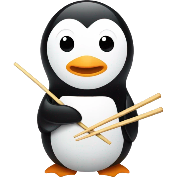 Penguin eating with chopsticks  emoji