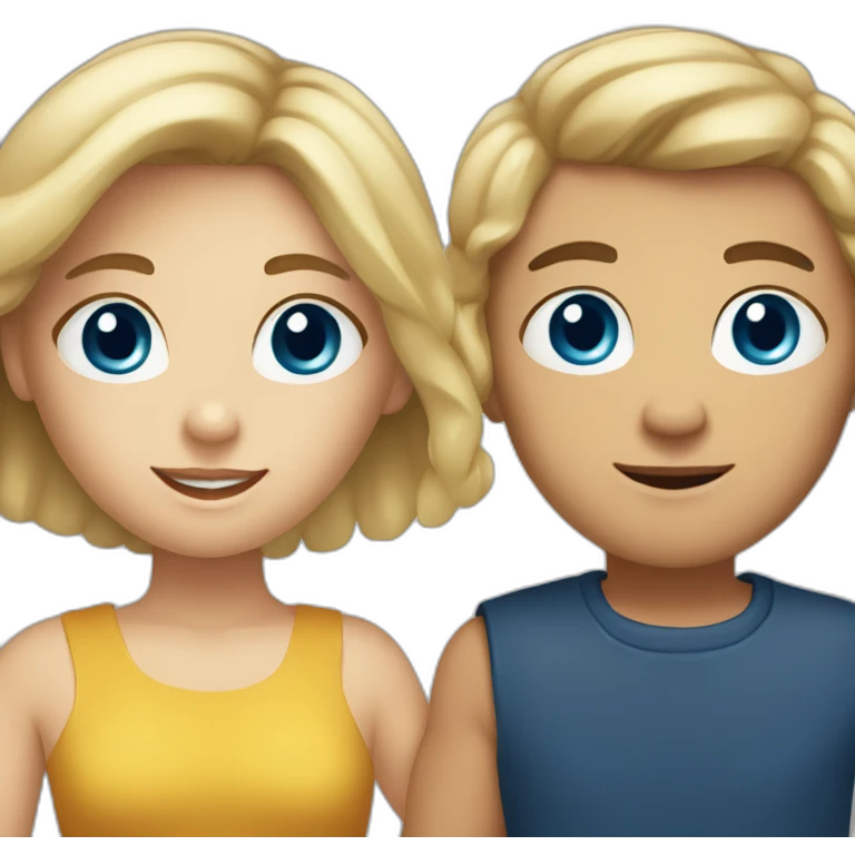 blonde girl with tan skin and blue eyes holding hands with boy with brown hair and hazel eyes emoji