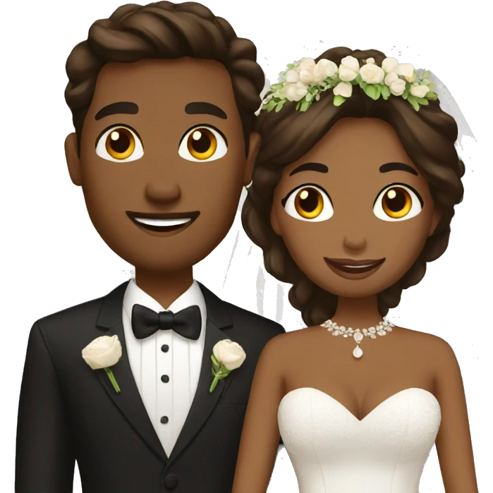 Groom and brown bride emoji