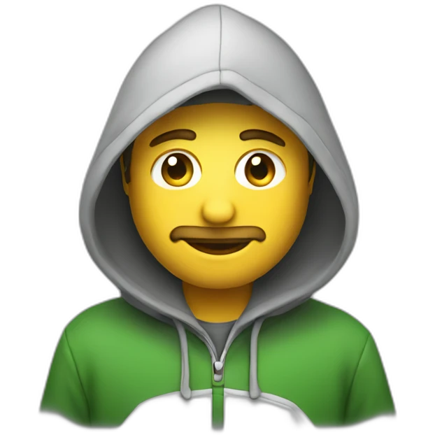 Italian Developer with hoodie coding on a macbook emoji
