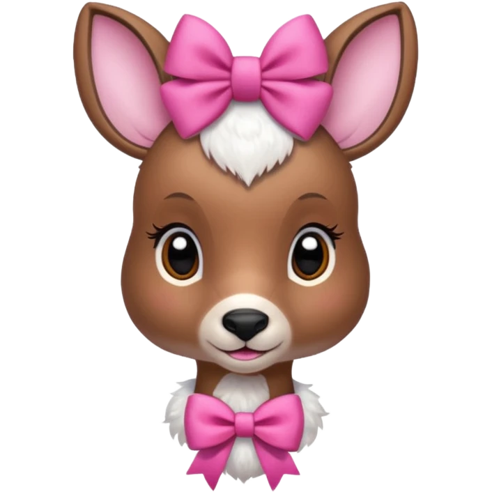 Cute Doe with a pink bow and with flowers in the background  emoji