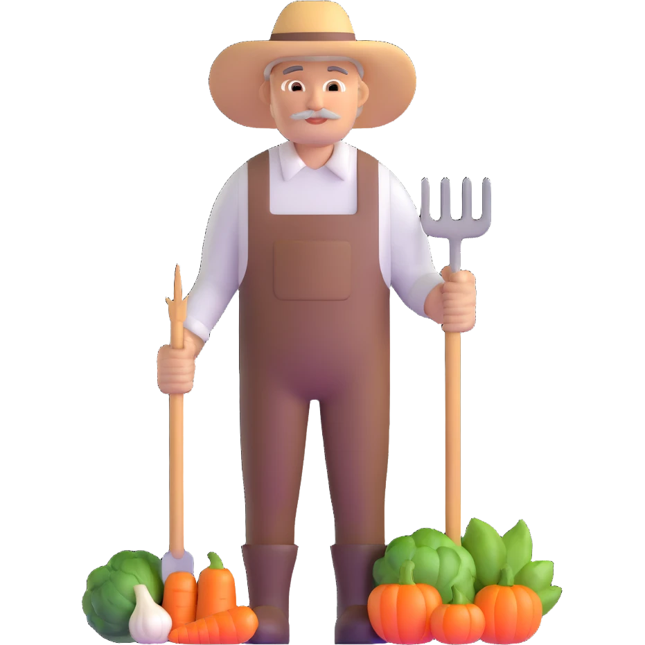 farmer with pitchfork and vegetables emoji