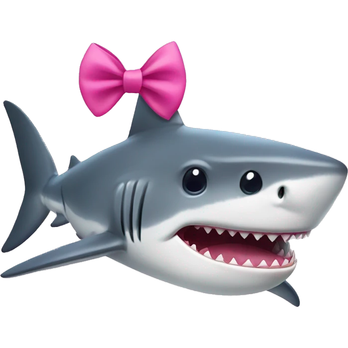 Shark with a pink bow on its head emoji