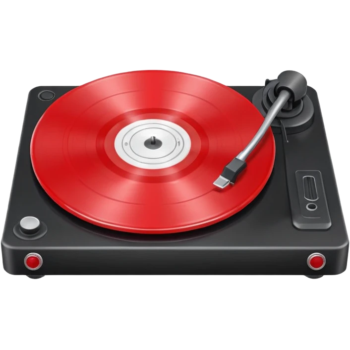 Generate a high-quality 3D cartoon-style emoji of a red LP record placed inside a white LP turntable, realistic shading, smooth gradient colors, rounded and cute appearance, simple white background, high-resolution.
 emoji