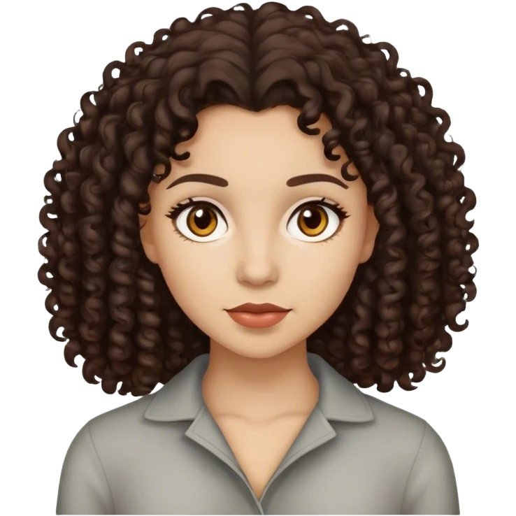 Branquinha, olhos castanhos, cabelo cacheado escuro 2C/3A. emoji