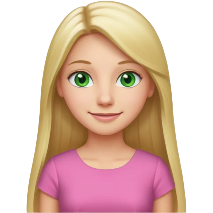 Green eyes office girl with straight long blonde hair with pink dress emoji