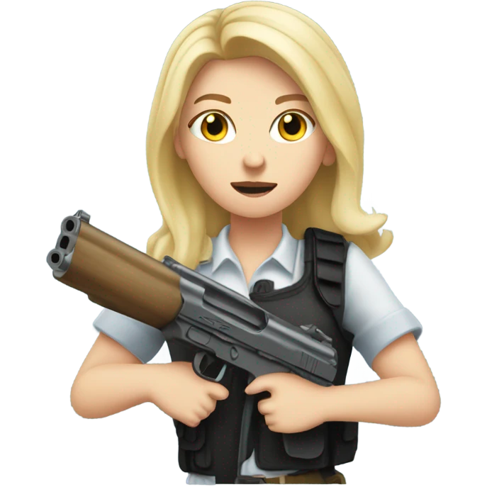 Blonde white girl holding a gun emoji