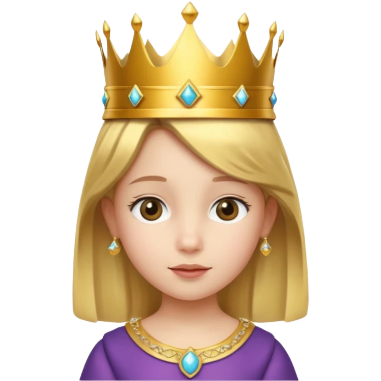 Royal Kid girl with fancy crown head 3d with emoji