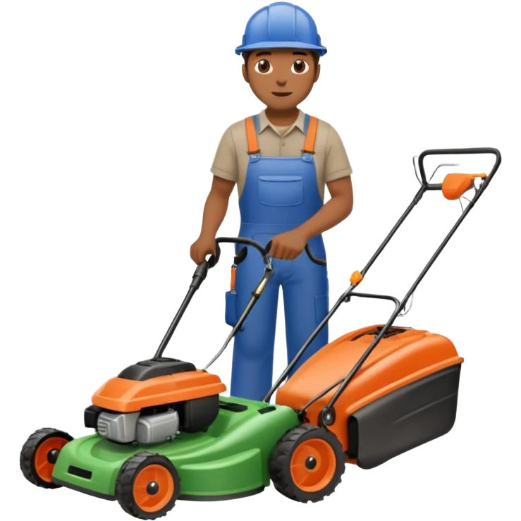 Maintenance worker
with lawnmower, full body emoji