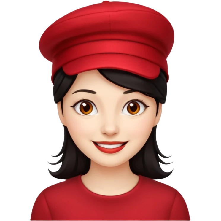 dark haired woman with red hat emoji