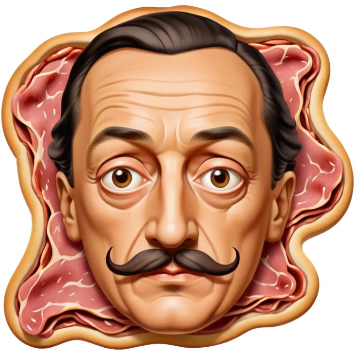 Salvadore dali with melting moustache made of spam meat portrait emoji