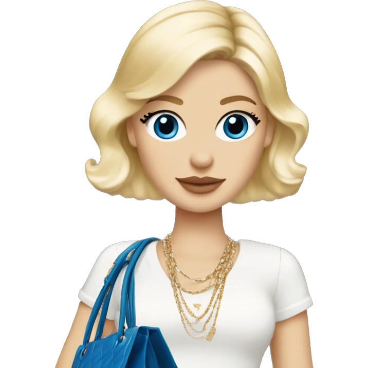 Blonde Chanel white Girl blue eyes with Birkin bag and Chanel necklace emoji