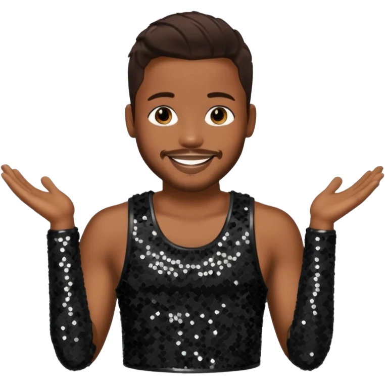 Tank, R&B Singer with dark brown hair, black sequin outfit emoji