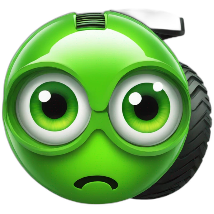big green eye with autonomous lawnmower reflected emoji
