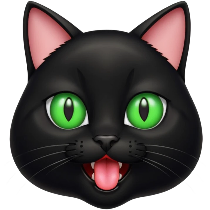 A black cat with its tongue out emoji