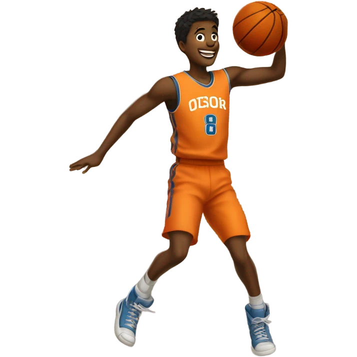 jumping boys in basketball jersey with the number 8 emoji