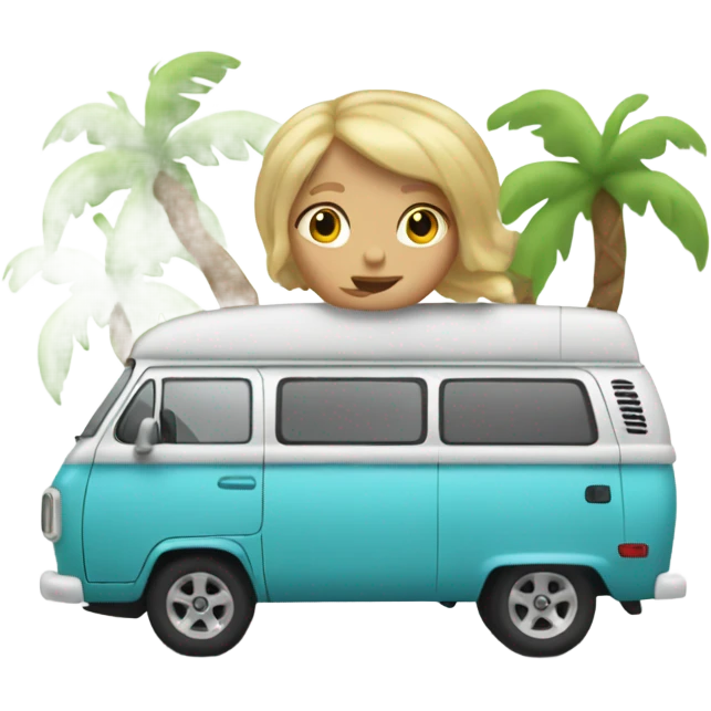 Blond surfer camping van emoji
