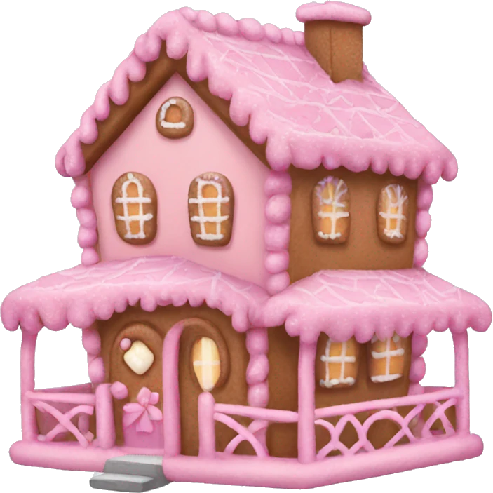 Pink gingerbread house emoji