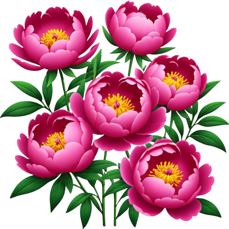 Luoyang Peony Festival colorful flowers park, simplified emoji style with bold outlines and bright colors, cartoon style blooming pink and red peonies emoji