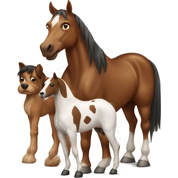 Brown horse with dog emoji
