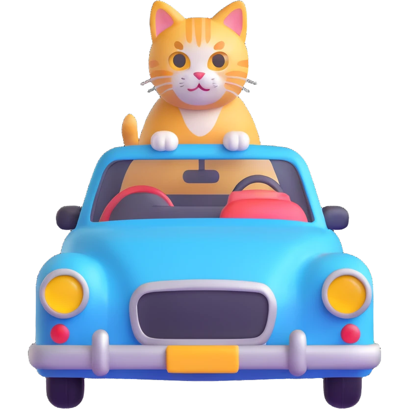 cat with a car, 3D emoji style emoji