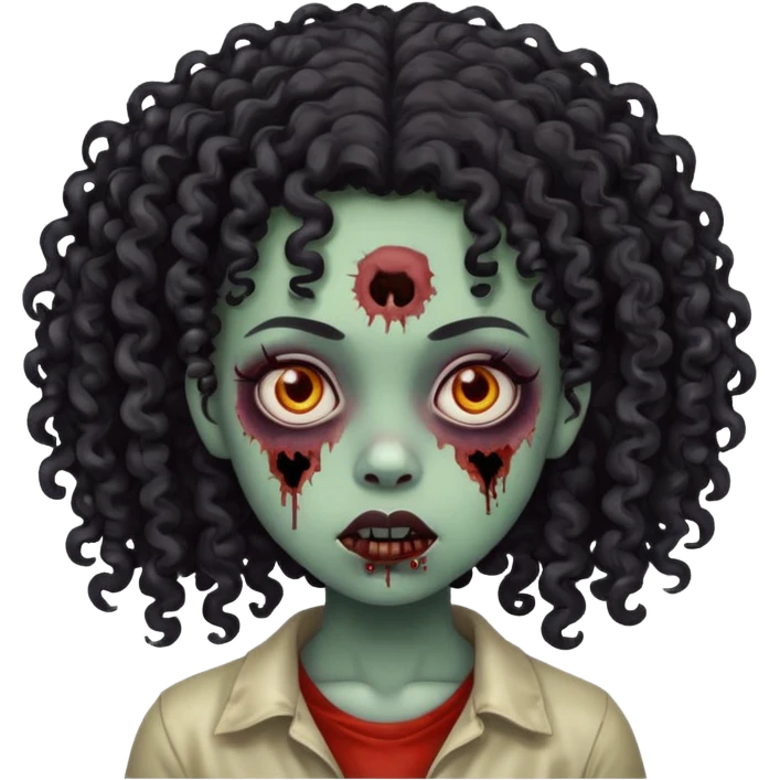 menina negra zumbis de cabelos cacheados  emoji