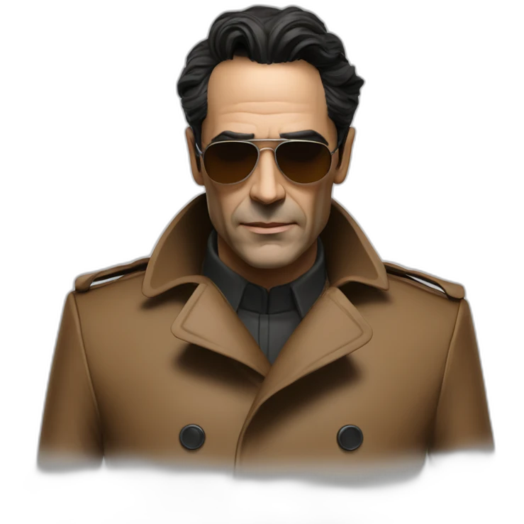 Ben Chaplin futuristic brown trench coat emoji