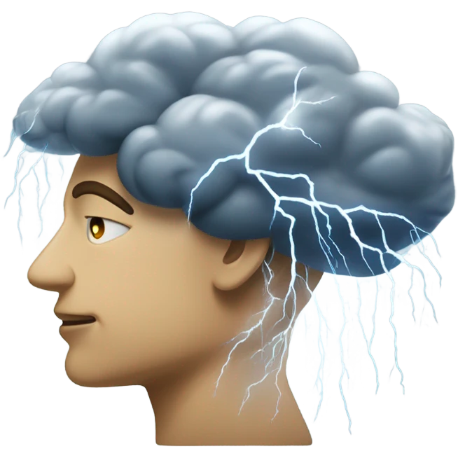 Thunderstorm inside a persons head emoji