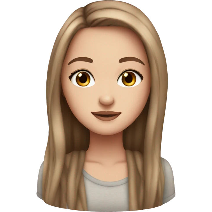 White girl straight brown hair lashes cute emoji