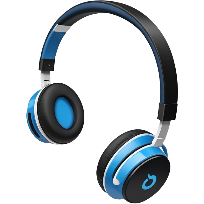 Black and blue and white wireless headphones as seen from the side  emoji