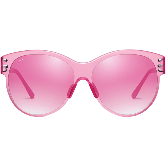 pink frameless wraparound sunglasses, Y2K fashion, single lens design emoji