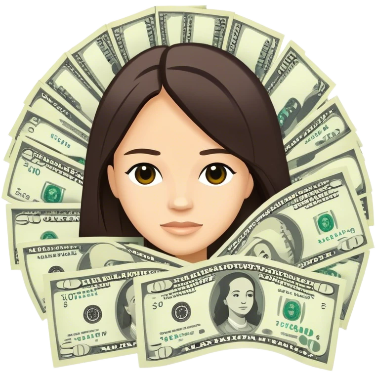 Dollar bills with olivia rodrigos faces on emoji