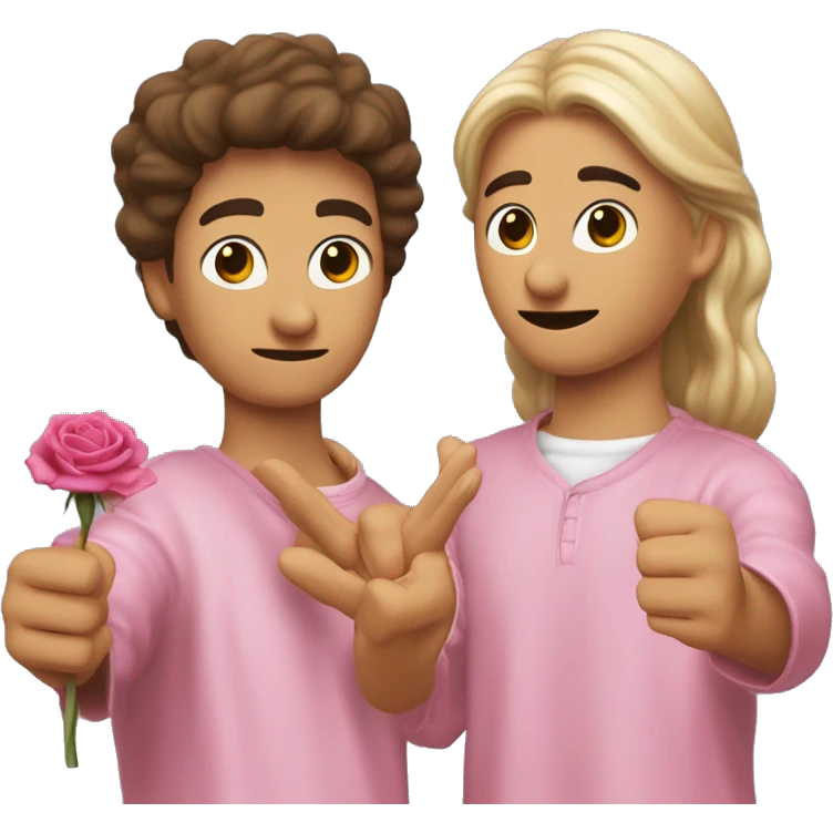 Dos rosas cruzadas entre ellas como dos espadas, que estén siendo agarradas por solo una mano cada rosa y que en los nudillos de esa manos en una que ponga Sauce y en la otra mano boyz emoji