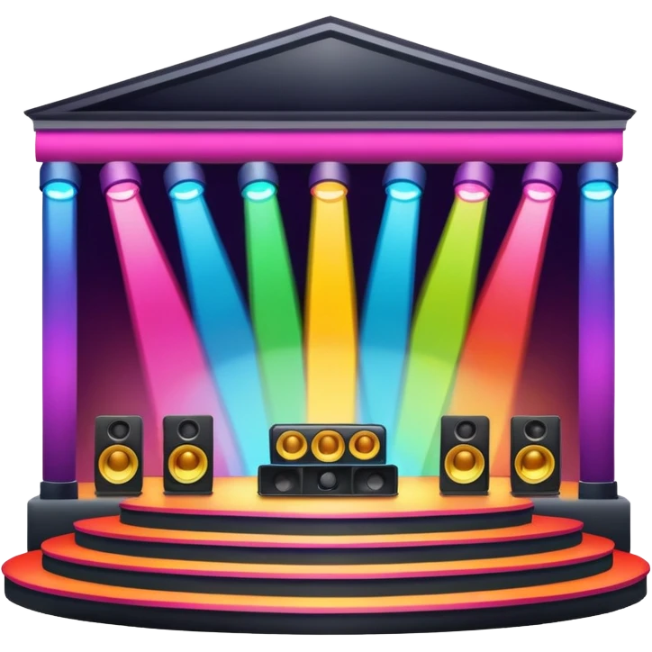 concert stage with colorful lights and speakers emoji