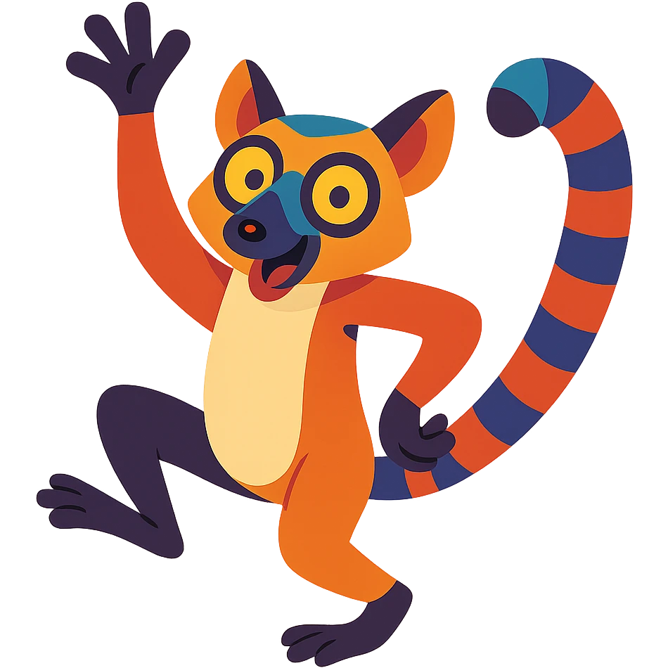 exotic lemur in a funny pose, creative style emoji