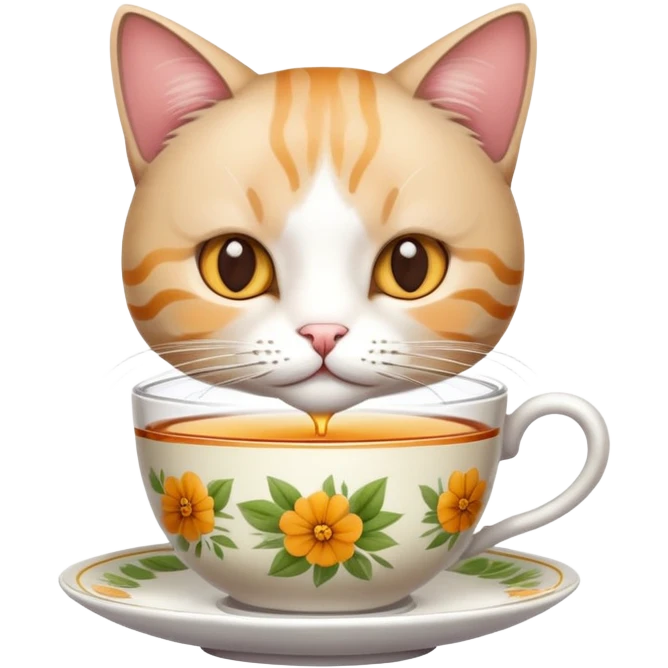 Cat with tea emoji