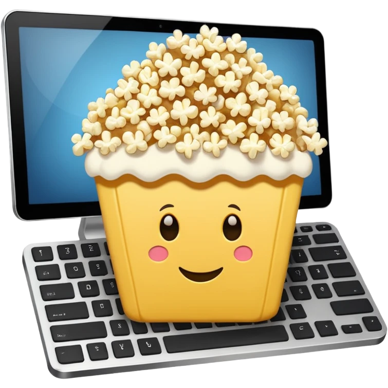 popcorn on a computer emoji